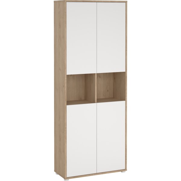 Small Officeline høj bogreol m/4 låger, hvid/eg
