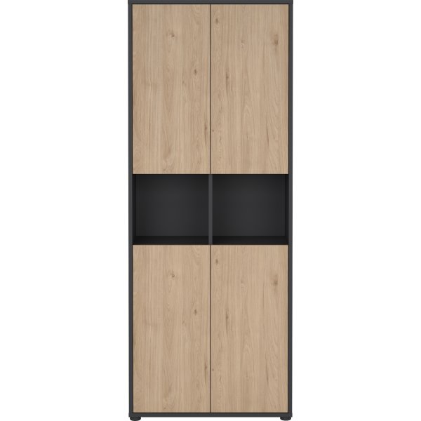 Small Officeline høj bogreol m/4 låger, grå/eg
