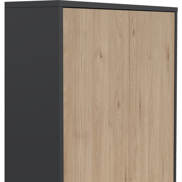 Small Officeline høj bogreol m/4 låger, grå/eg