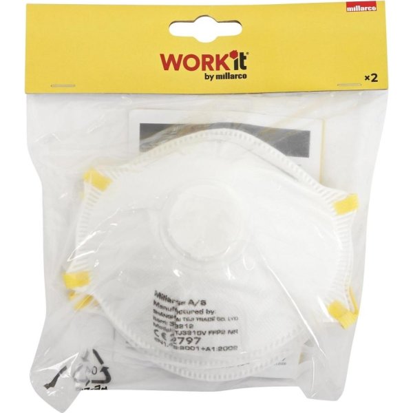 WORK IT Støvmaske FFP2 m/ventil, Pk á 2 stk.