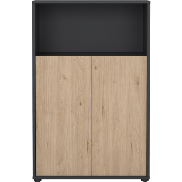 Small Officeline lav bogreol m/2 låger, grå/eg