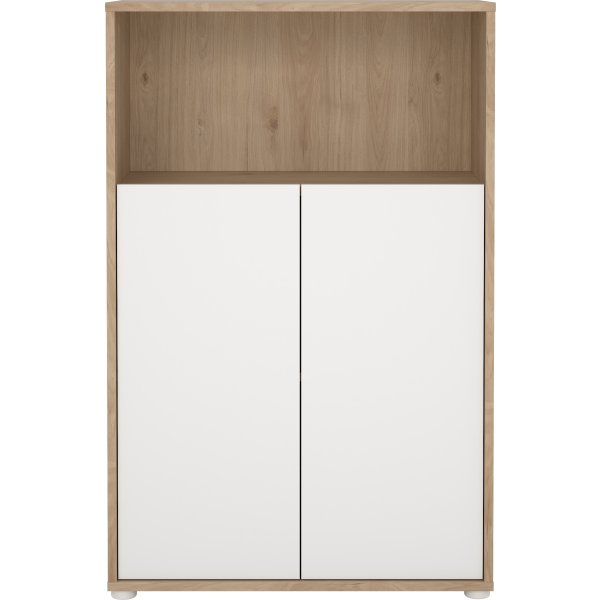 Small Officeline lav bogreol m/2 låger, hvid/eg