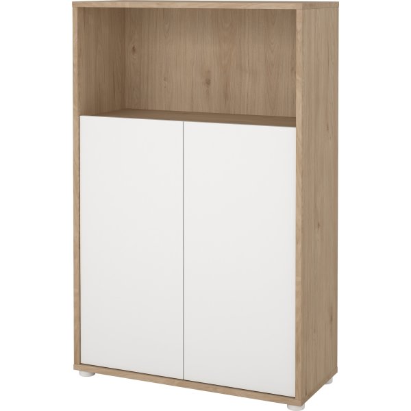 Small Officeline lav bogreol m/2 låger, hvid/eg