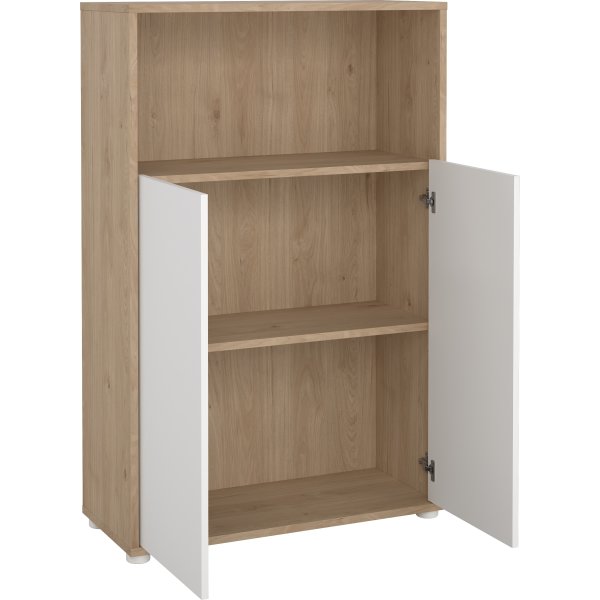 Small Officeline lav bogreol m/2 låger, hvid/eg