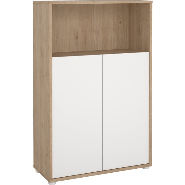 Small Officeline lav bogreol m/2 låger, hvid/eg