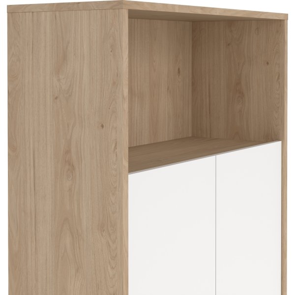 Small Officeline lav bogreol m/2 låger, hvid/eg