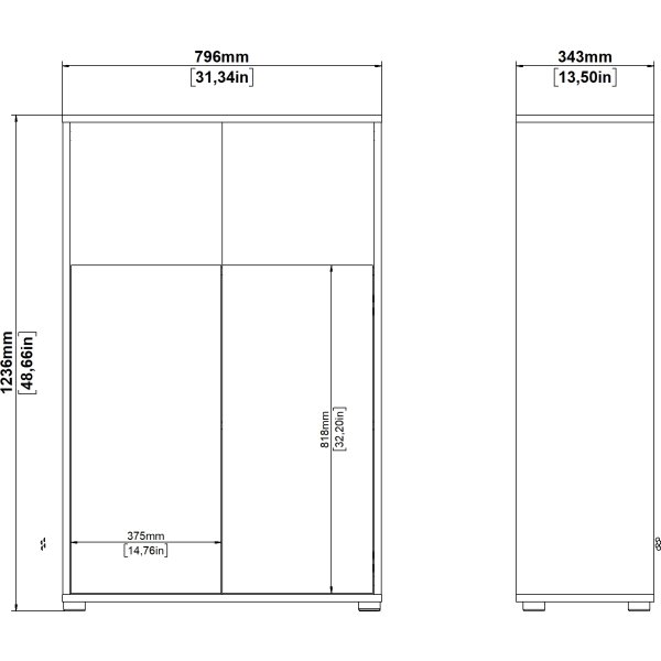 Small Officeline lav bogreol m/2 låger, hvid/eg