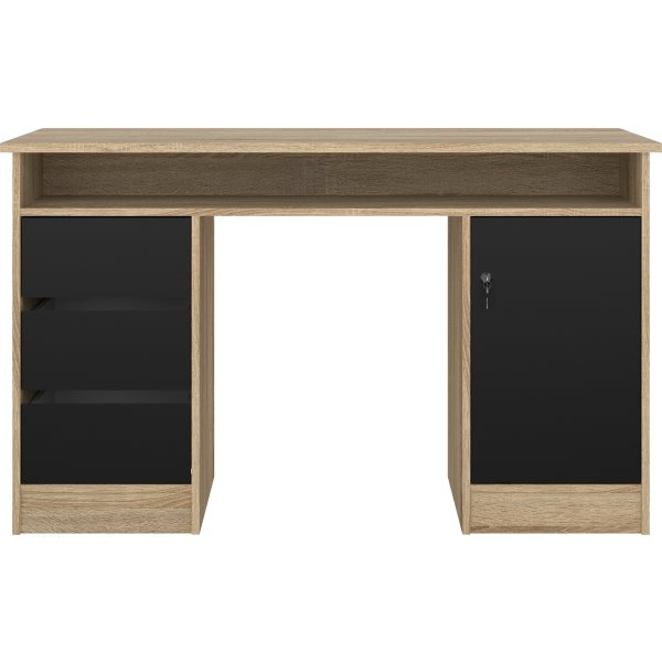 Small Officeline skrivebord 1 skab/3 skuf, eg/sort