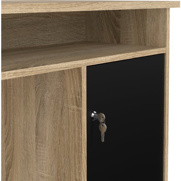 Small Officeline skrivebord 1 skab/3 skuf, eg/sort