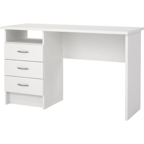 Small Officeline skrivebord 3 skuffer håndt., hvid
