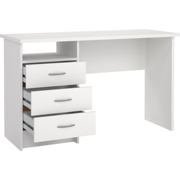 Small Officeline skrivebord 3 skuffer håndt., hvid