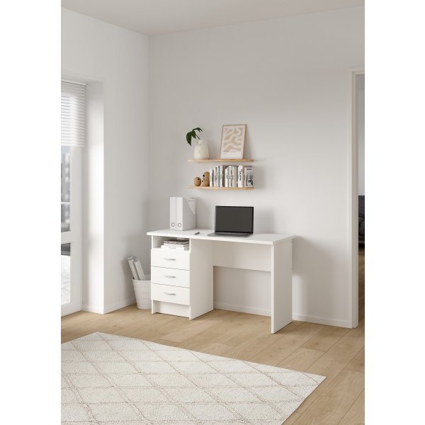 Small Officeline skrivebord 3 skuffer håndt., hvid