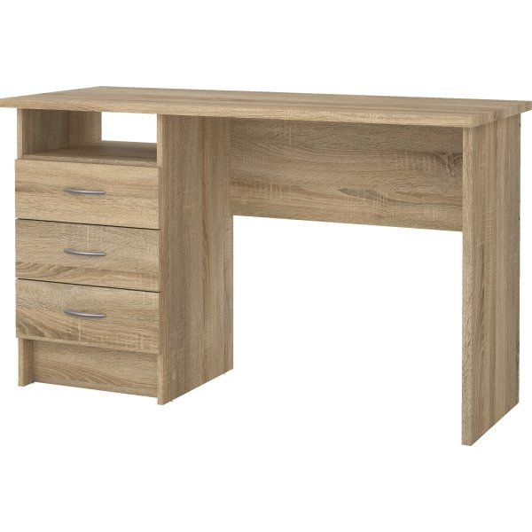 Small Officeline skrivebord 3 skuffer håndt., eg