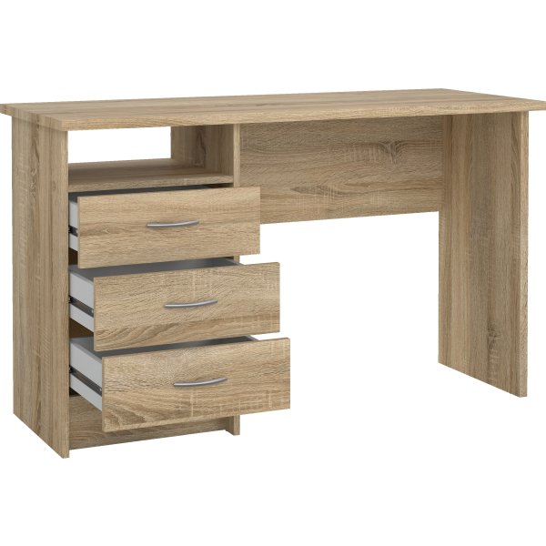 Small Officeline skrivebord 3 skuffer håndt., eg