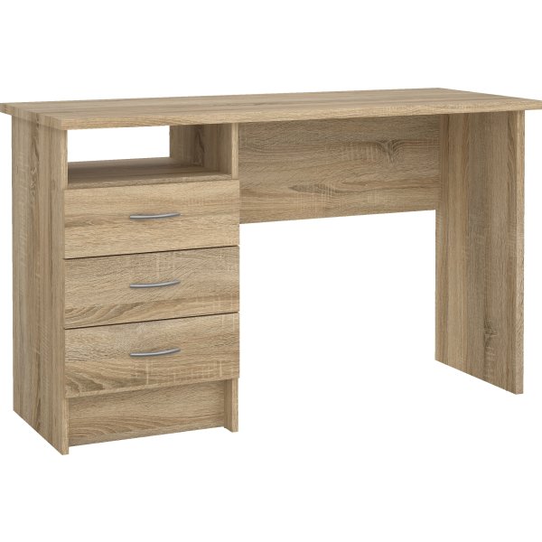 Small Officeline skrivebord 3 skuffer håndt., eg