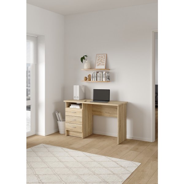 Small Officeline skrivebord 3 skuffer håndt., eg