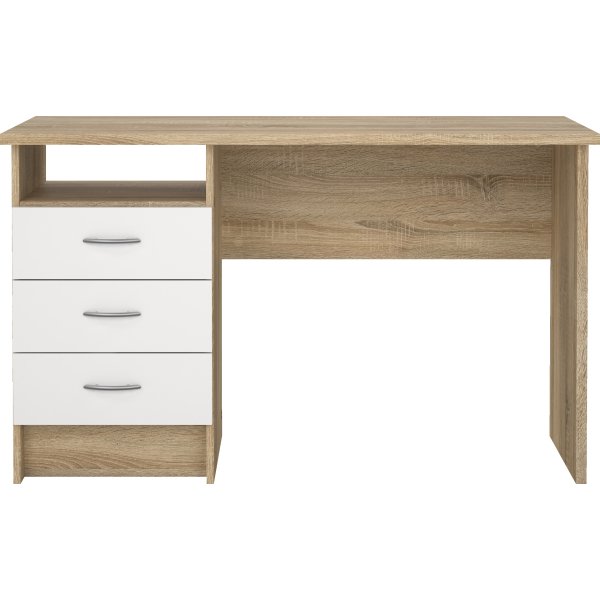 Small Officeline skrivebord 3 skuffer hnd, eg/hvid