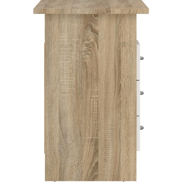 Small Officeline skrivebord 3 skuffer hnd, eg/hvid