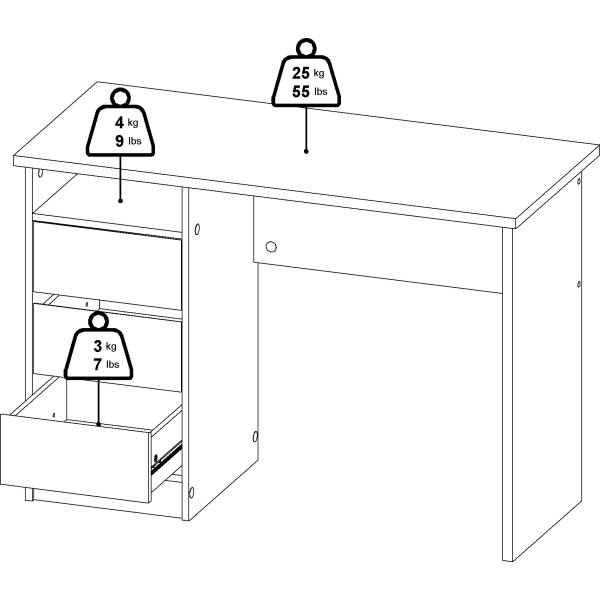 Small Officeline skrivebord 3 skuffer, gråbeige