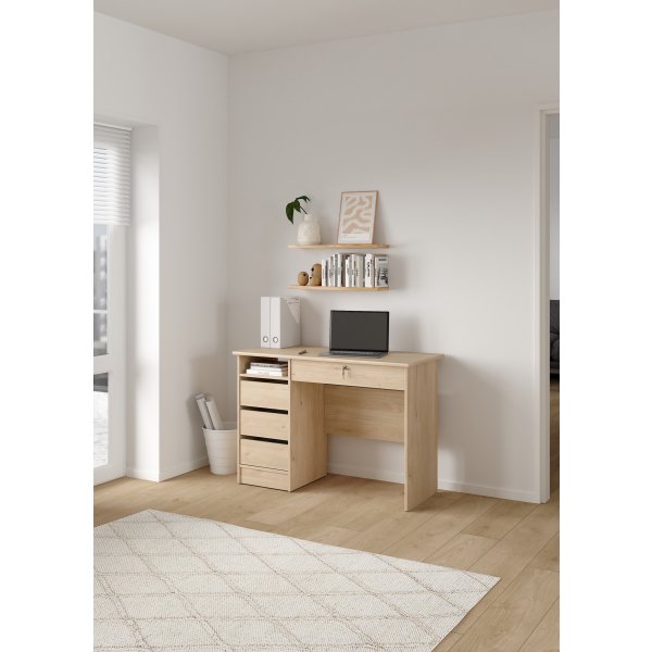 Small Officeline skrivebord 4 skuffer/1 lås, eg