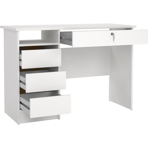 Small Officeline skrivebord 4 skuffer/1 lås, hvid