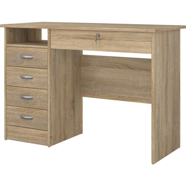 Small Officeline skrivebord 5 skuffer/1 lås, eg