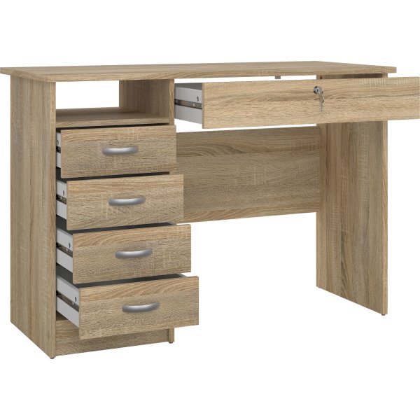 Small Officeline skrivebord 5 skuffer/1 lås, eg