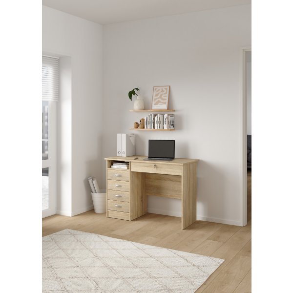 Small Officeline skrivebord 5 skuffer/1 lås, eg