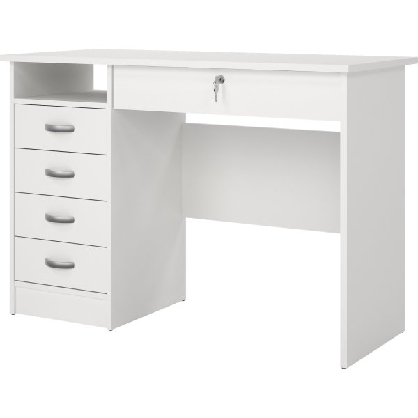 Small Officeline skrivebord 5 skuffer/1 lås, hvid