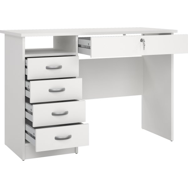 Small Officeline skrivebord 5 skuffer/1 lås, hvid