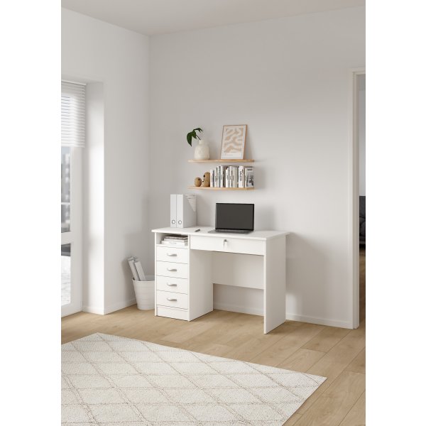 Small Officeline skrivebord 5 skuffer/1 lås, hvid
