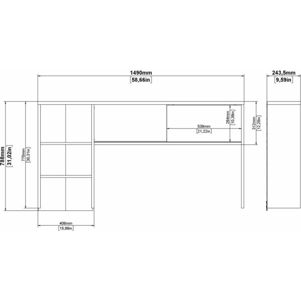 Small Officeline skrivebord m/overdel, hvid