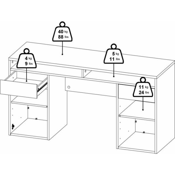 Small Officeline skrivebord m/overdel, hvid