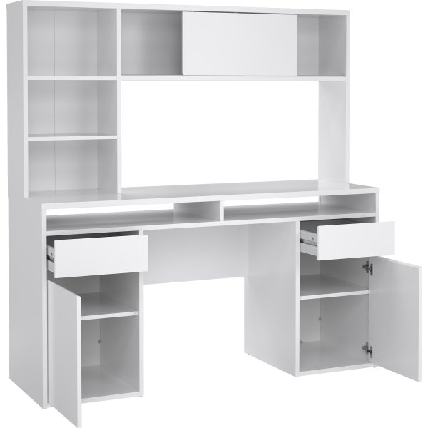 Small Officeline skrivebord m/overdel, hvid