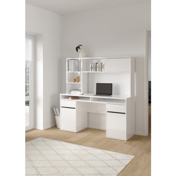 Small Officeline skrivebord m/overdel, hvid