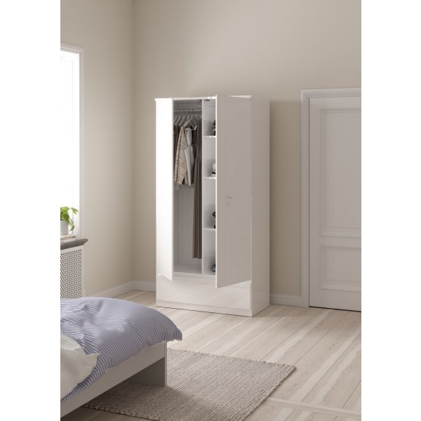 Coreline garderobeskab 2 døre/1 skuffe, højg. hvid