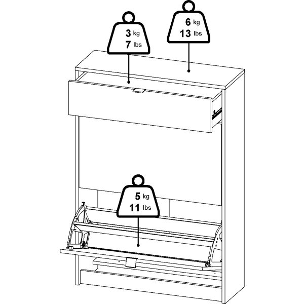 Coreline skoskab 2 låger/1 skuffe, hvid