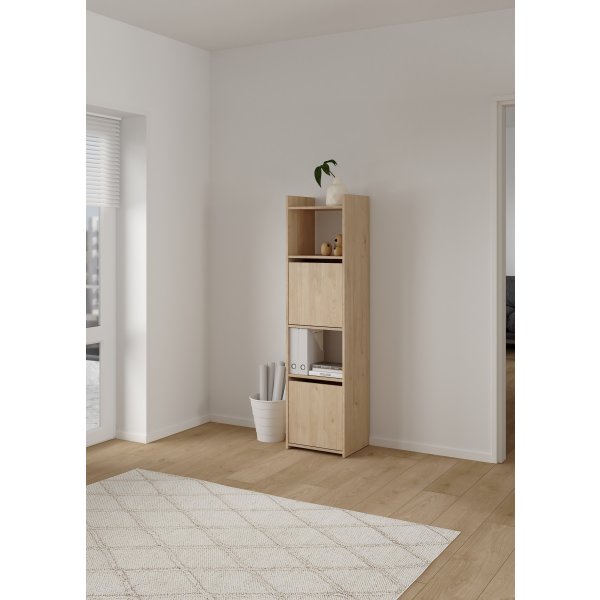 Small Officeline høj bogreol m/2 døre, eg