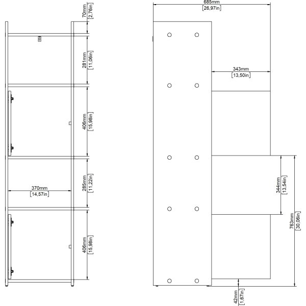 Small Officeline høj bogreol m/2 døre, eg