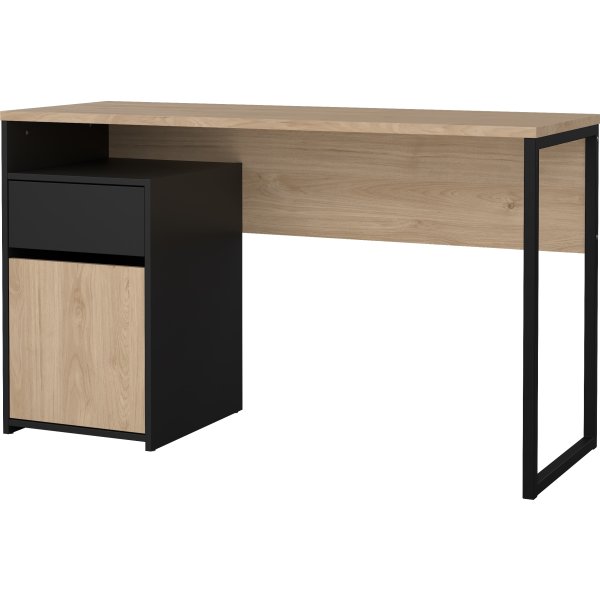 Small Officeline skrivebord 1 skab/1 skf, eg/sort