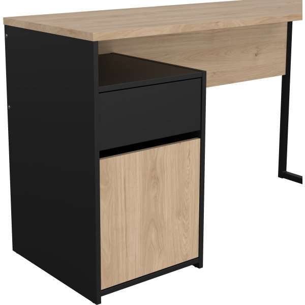 Small Officeline skrivebord 1 skab/1 skf, eg/sort