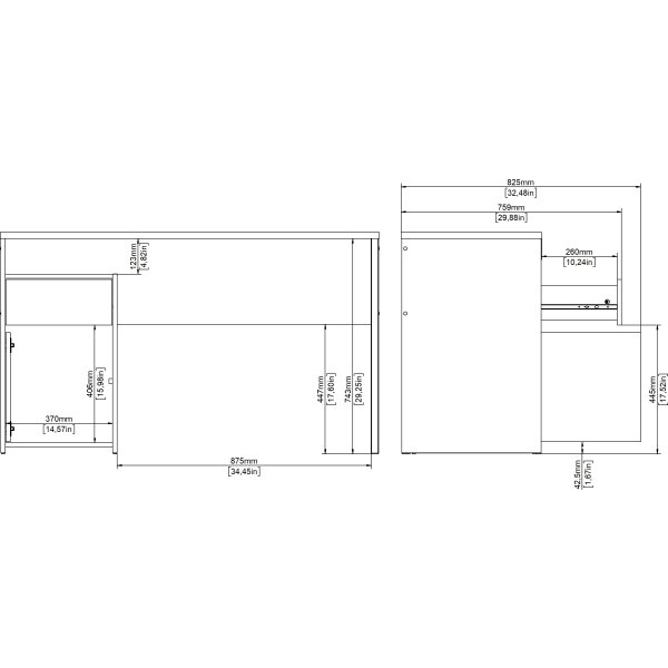 Small Officeline skrivebord 1 skab/1 skf, eg/sort