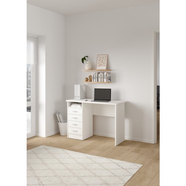 Small Officeline skrivebord 4 skuffer, hvid