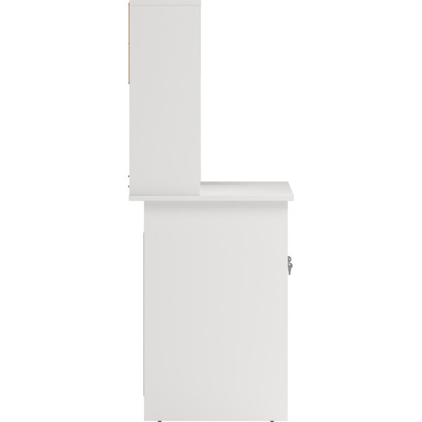 Small Officeline skrivebord m/overdel, eg/hvid