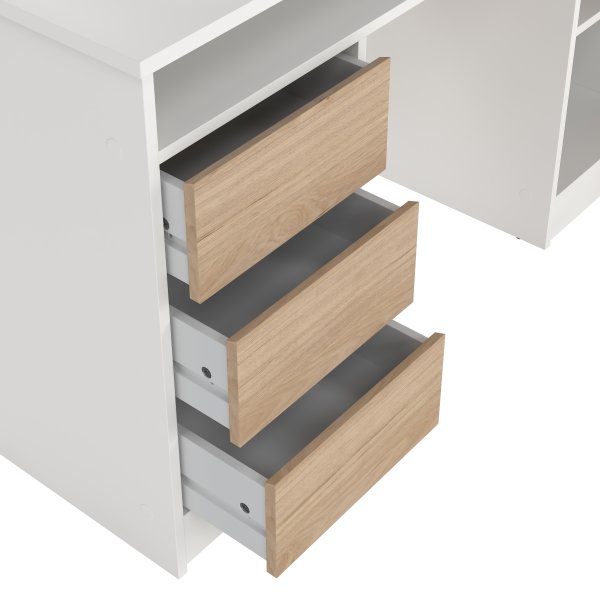 Small Officeline skrivebord m/overdel, eg/hvid