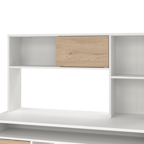 Small Officeline skrivebord m/overdel, eg/hvid