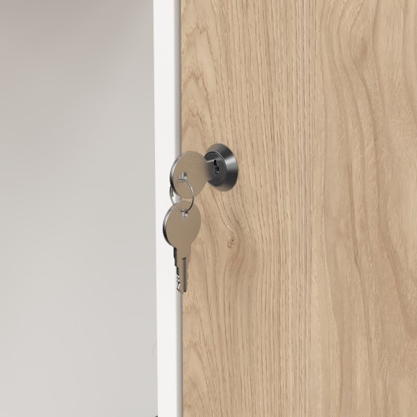 Small Officeline skrivebord m/overdel, eg/hvid