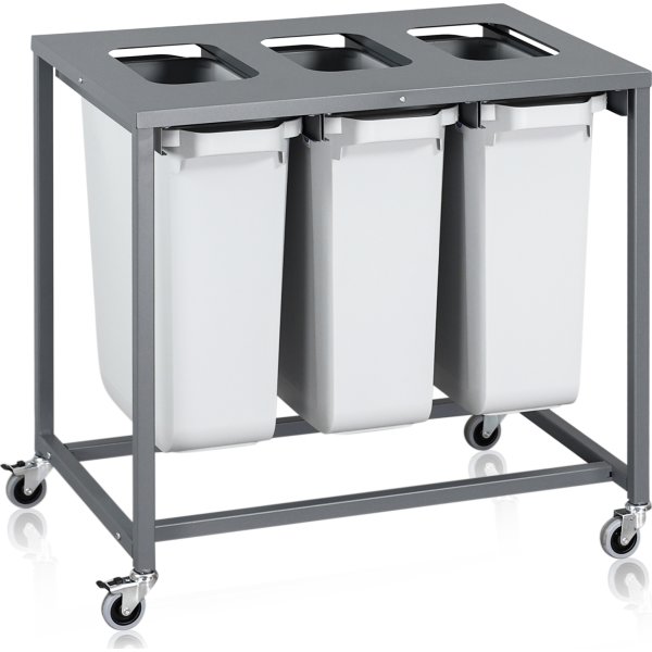 Sorteringsvogn Light, 3 beholdere, 180 L.