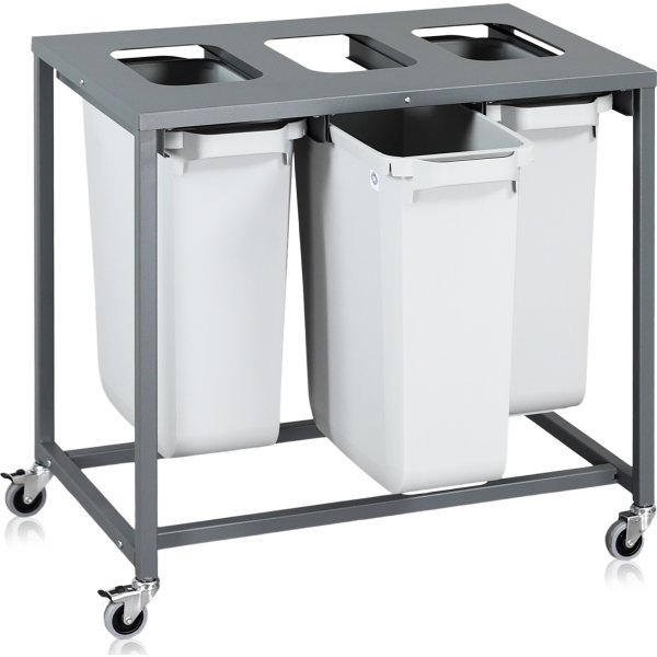 Sorteringsvogn Light, 3 beholdere, 180 L.