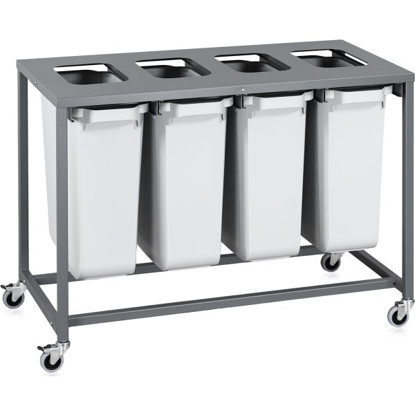 Sorteringsvogn Light, 4 beholdere, 240 L.